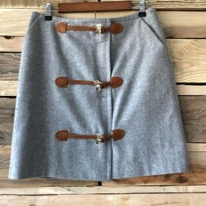 LIZ CLAIBORNE grey wool skirt with leather size 10